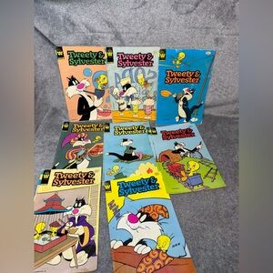 Lot of 8 Vintage 1970’s Whitman Gold Key Tweety And Sylvester  Comics